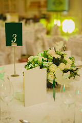 Image showing Elegant table set up for wedding banquet