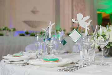 Image showing Elegant table set up for wedding banquet
