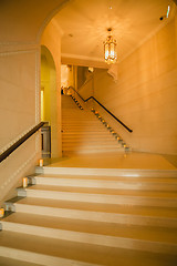 Image showing Luxury large white marble staircase,