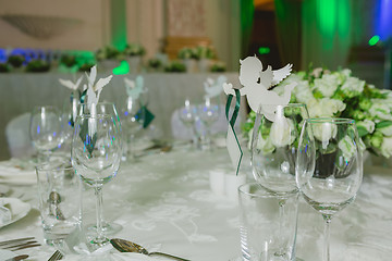 Image showing Elegant table set up for wedding banquet