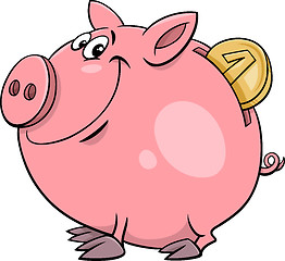 Image showing piggy bank with coin cartoon