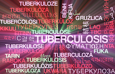 Image showing Tuberculosis multilanguage wordcloud background concept glowing