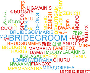 Image showing Bridegroom multilanguage wordcloud background concept