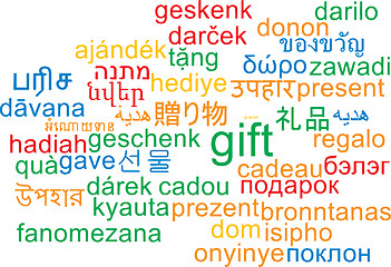 Image showing Gift multilanguage wordcloud background concept