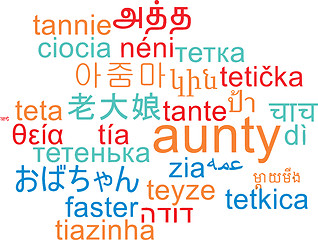 Image showing Aunty multilanguage wordcloud background concept