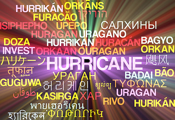 Image showing Hurricane multilanguage wordcloud background concept glowing