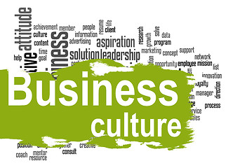 Image showing Business culture word cloud with green banner