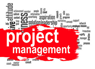 Image showing Project management word cloud with red banner