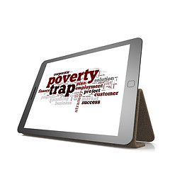 Image showing Poverty trap word cloud on tablet 