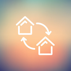 Image showing Two little houses thin line icon