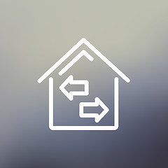 Image showing House with left and right arrow thin line icon