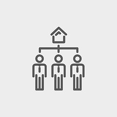 Image showing Three real estate agent in one house thin line icon