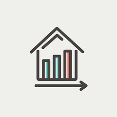 Image showing Graph showing financial real estate growth thin line icon