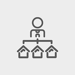 Image showing Agent with three houses for sale thin line icon