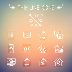 Image showing Real Estate thin line icon set