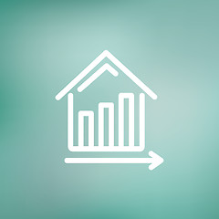 Image showing Graph showing financial real estate growth thin line icon