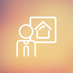 Image showing Real estate agent speech thin line icon