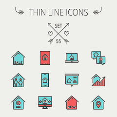 Image showing Real Estate thin line icon set