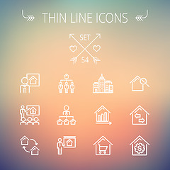 Image showing Real Estate thin line icon set