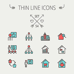 Image showing Real Estate thin line icon set