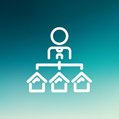 Image showing Agent with three houses for sale thin line icon