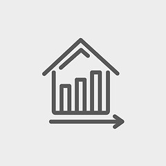 Image showing Graph showing financial real estate growth thin line icon