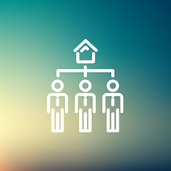 Image showing Three real estate agent in one house thin line icon