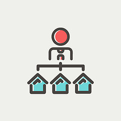 Image showing Agent with three houses for sale thin line icon