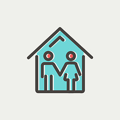 Image showing Family house thin line icon