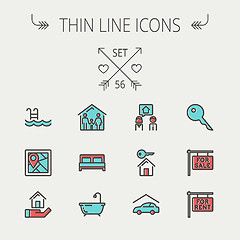 Image showing Real Estate thin line icon set