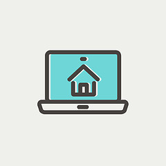 Image showing Online house shopping thin line icon