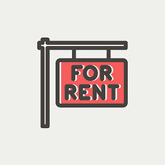 Image showing For rent placard thin line icon