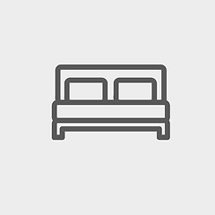 Image showing Double bed thin line icon