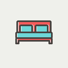 Image showing Double bed thin line icon