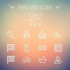 Image showing Real Estate thin line icon set