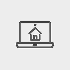 Image showing Online house shopping thin line icon