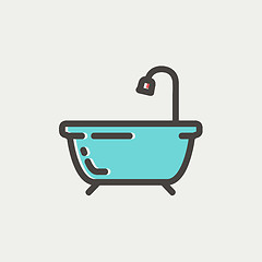 Image showing Bathtub thin line icon