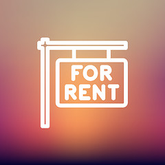Image showing For rent placard thin line icon