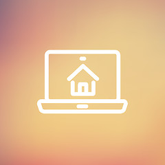 Image showing Online house shopping thin line icon