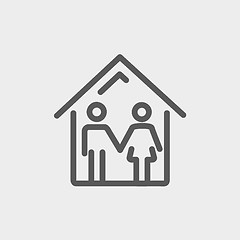 Image showing Family house thin line icon