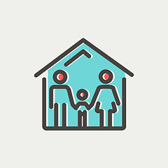 Image showing Family house thin line icon