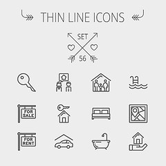 Image showing Real Estate thin line icon set