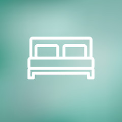 Image showing Double bed thin line icon