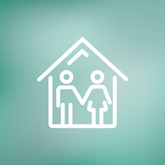 Image showing Family house thin line icon