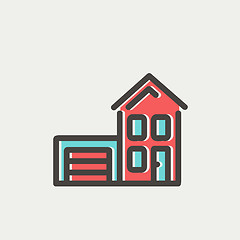 Image showing House with garage thin line icon