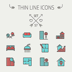 Image showing Real Estate thin line icon set