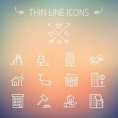 Image showing Real Estate thin line icon set