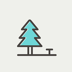 Image showing Pine tree thin line icon