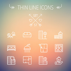 Image showing Real Estate thin line icon set