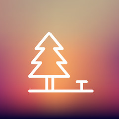 Image showing Pine tree thin line icon